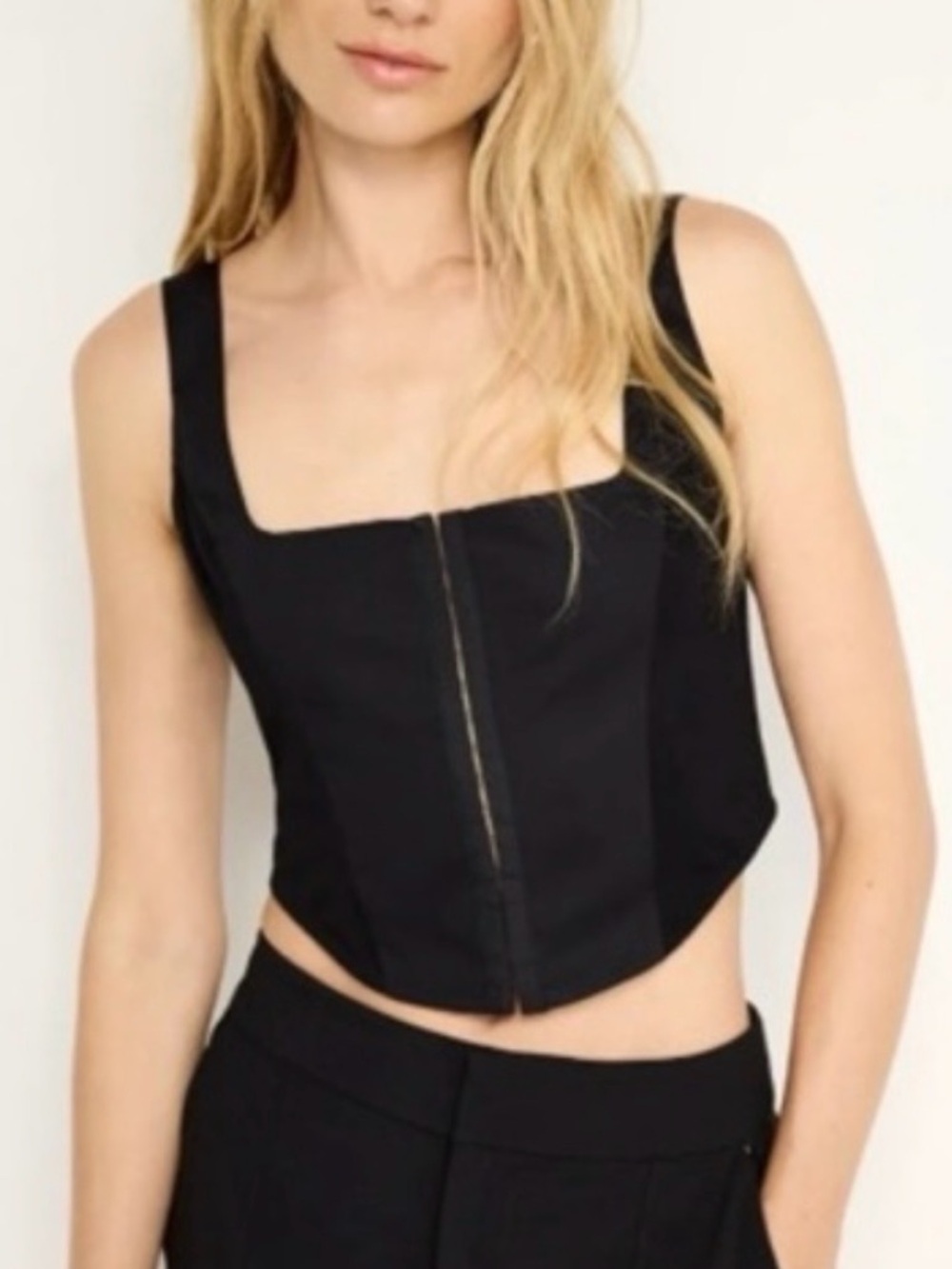 NWT Good American black cotton Dolly corset top L